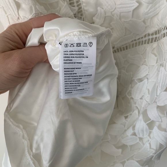 Bardot Lace Overlay Halter Dress White - Picture 7 of 7